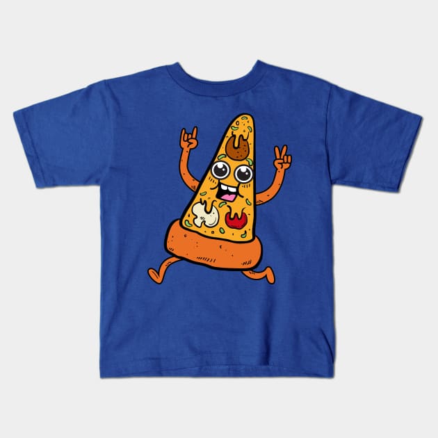 Pizza Rocks! Kids T-Shirt by Plushism